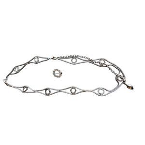 Trimming Shop 48" Long Silver Diamante/Diamond Rhinestones Studded Waist Chain B